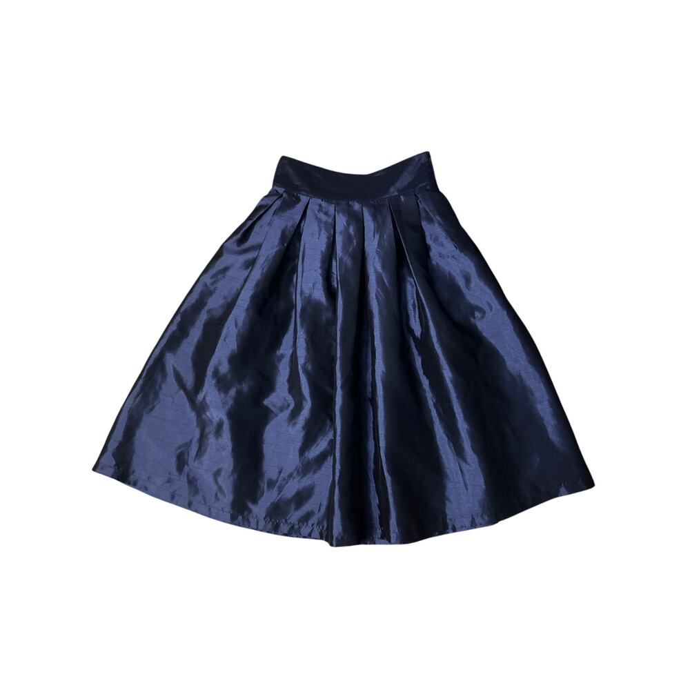 Women US-4 Lindy Bop Marnie Navy Blue Satin Pleated Box Skirt Retro Rockabilly